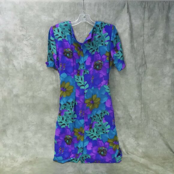 EUC Tess Dress Petite Floral A-Line Dress Vintage Peplum Tie Size 8P S-8817 - Picture 7 of 12